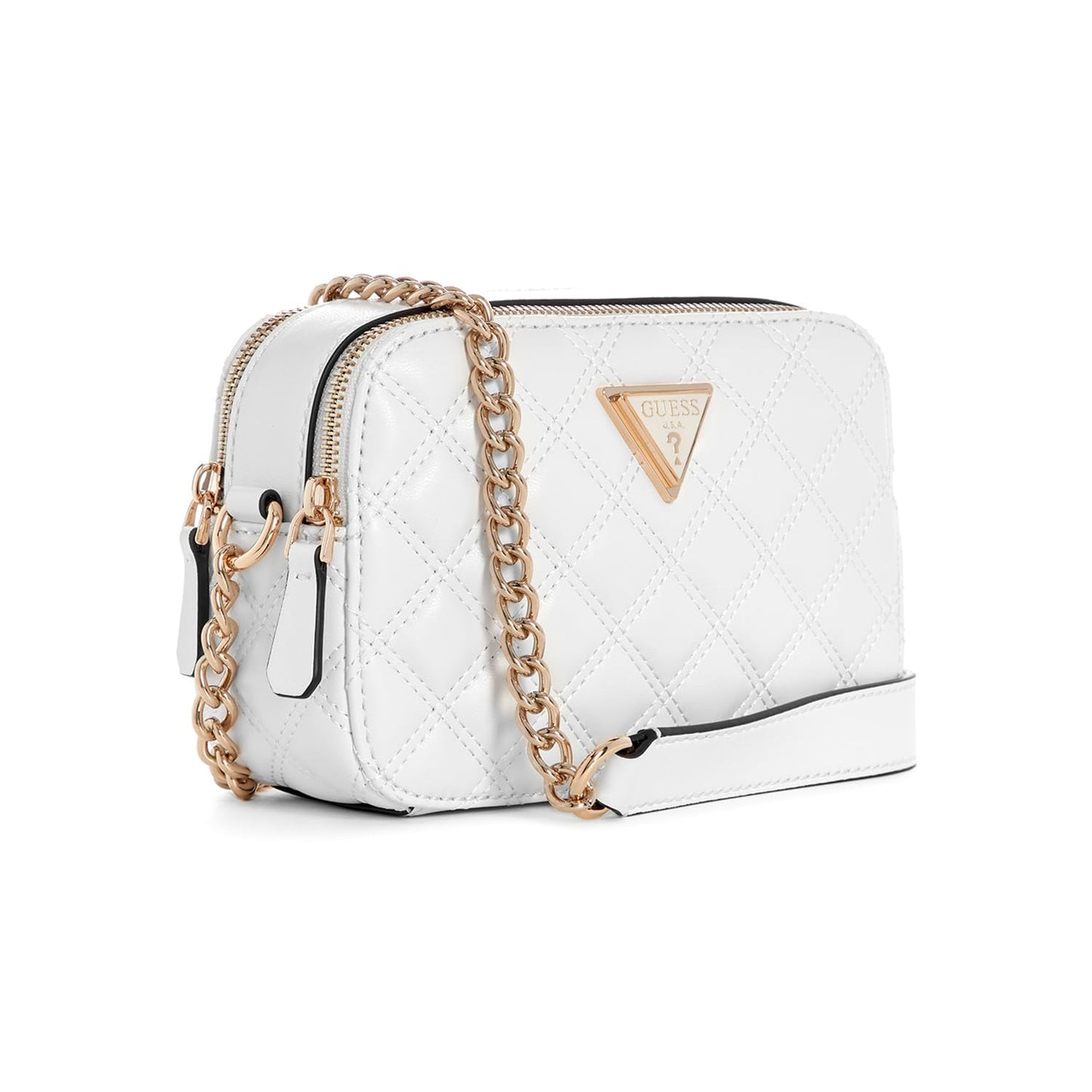 GUESS Women's White Textured Crossbody Camera Bag| Ladies Purse Handbags | Gift For Ladies