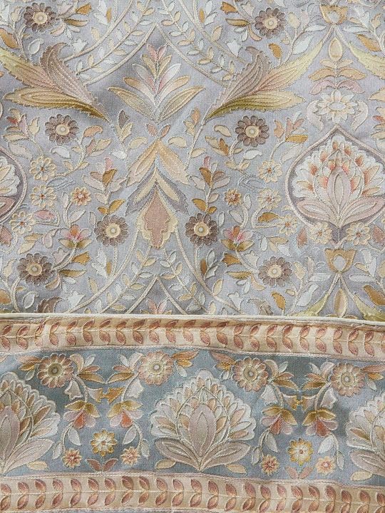 Salwar Studio Printed Grey Silk blend Unstitched Dress Material-Pack of 1.