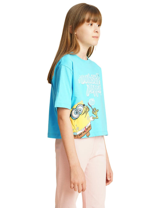 VERO MODA Girls Regular Fit Blue T-Shirt