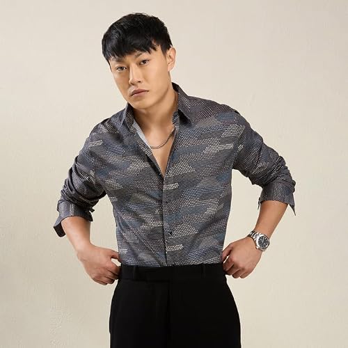 MARK & ALBERT Men's Luxury Giza Cotton Digital Printed Shirt Full Sleeves Shirts for Men
