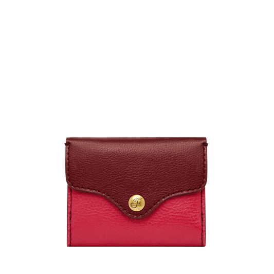 Fossil Women's Heritage Leather Trifold Wallet for Women, Red Velvet/Crimson