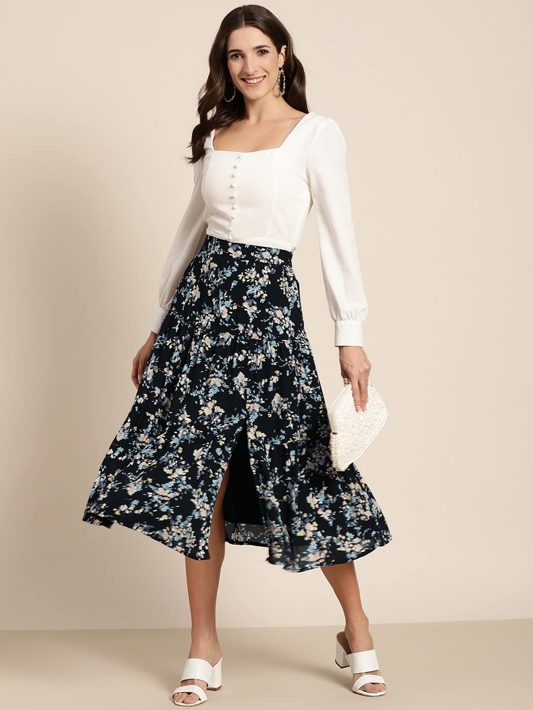 Marie Claire Georgette Western Skirt Black