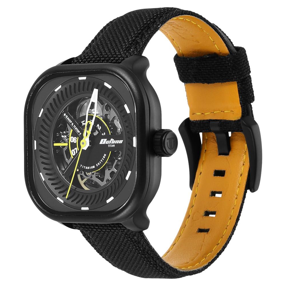 Titan Octane Aerobatics Black Dial Automatic Fabric Strap Watch for Men-NR1859NL01