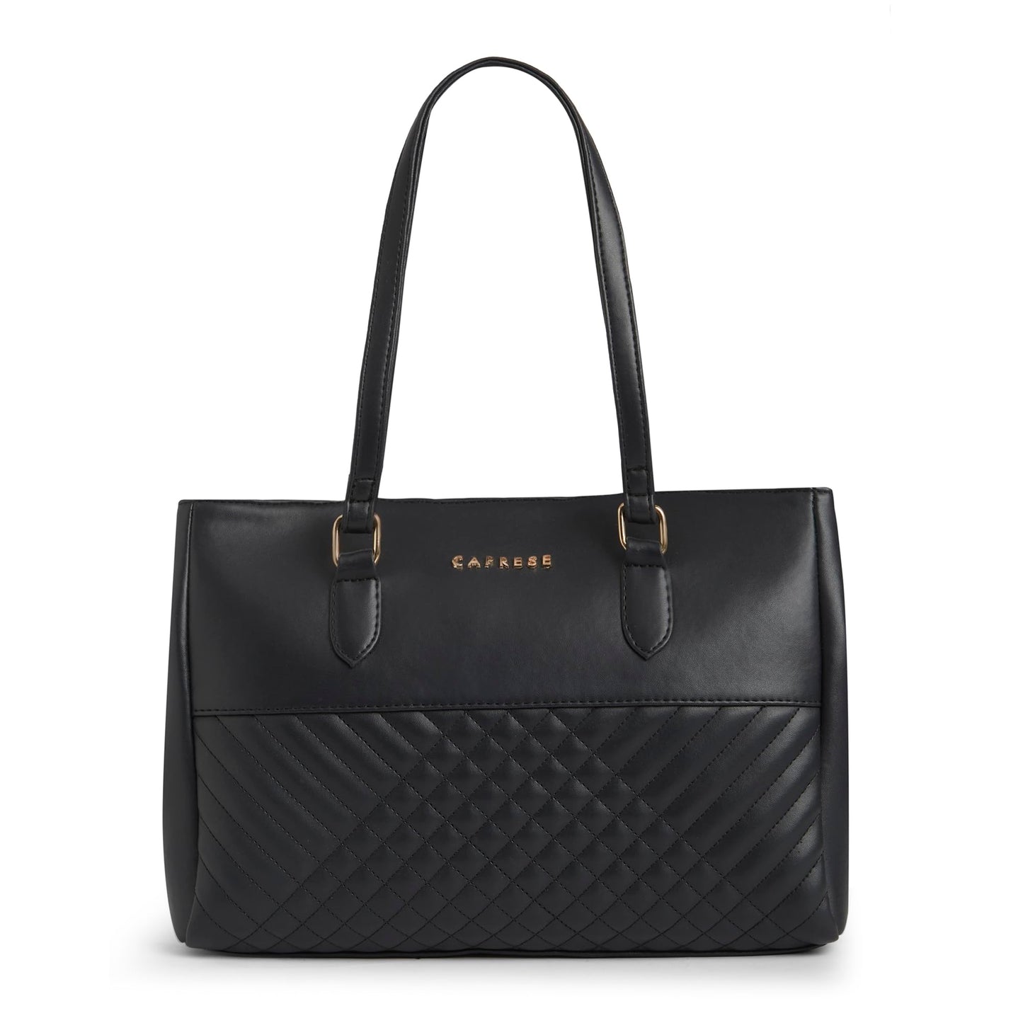 Caprese Sunny Tote Medium Bag for Women with Multi-Compartment & Comfortable Straps | Ideal for 16 inch Laptop Bag | Stylish, Durable Design for Work, Travel, Shopping, Essentials & Daily Use (Black)