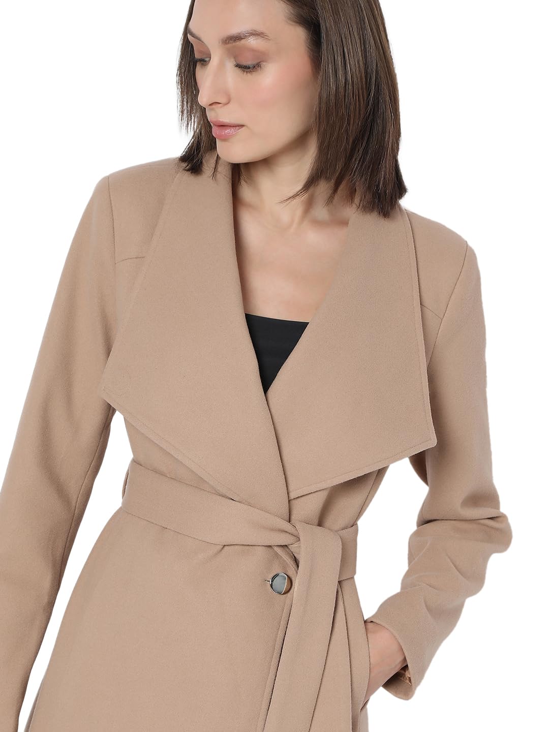 Vero Moda Women's Relaxed Fit Beige Coat
