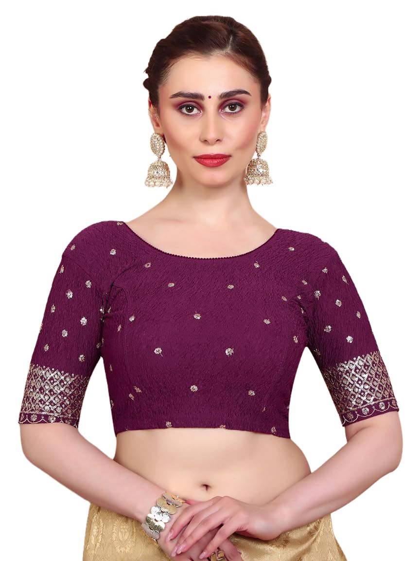 SALWAR STUDIO Wine Strechable Non Padded Readymade Blouse