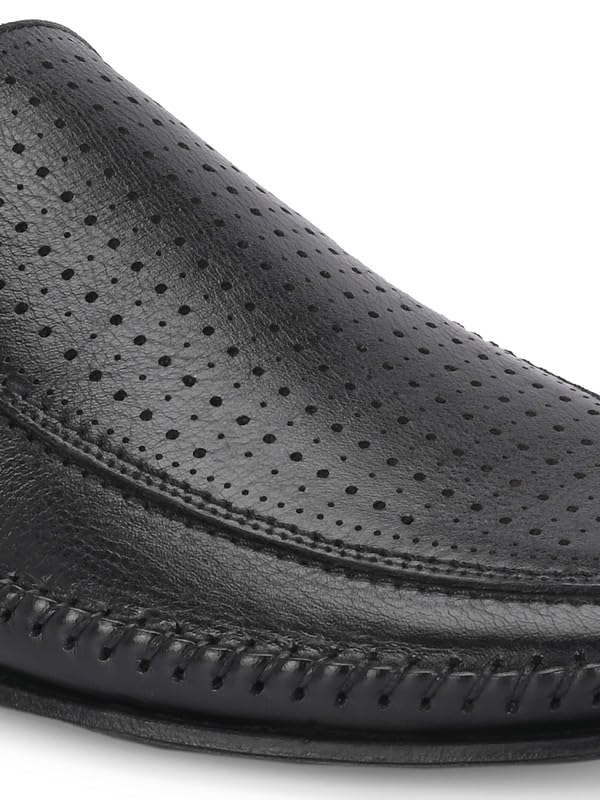 HITZ Men's Black Leather Formal Slip On Shoes - UK 7