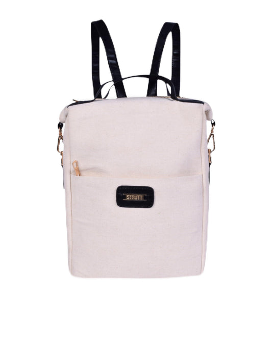 STRUTT Leather Backpack Bags | Canvas & Leather Midi| For Women/Girls Office/College Stylish |Airportl bag | Casual | Stylish | Shoulder Bag for Girls College | Sling |Travel Daily Use