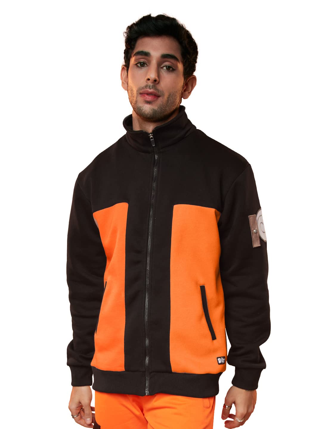 The Souled Store| Official Naruto: Shinobi Mens and Boys Jackets|Full Sleeve|Regular fit Graphic Printed | 60% Cotton 40% Polyester Orange & Black Color Men Jackets