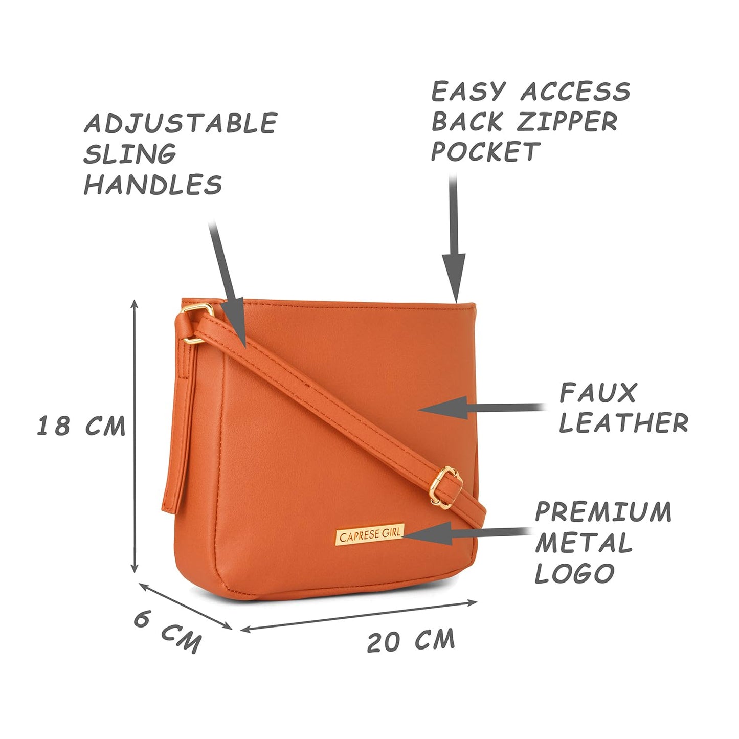 Caprese womens LEA SB Medium ORANGE Sling Bag