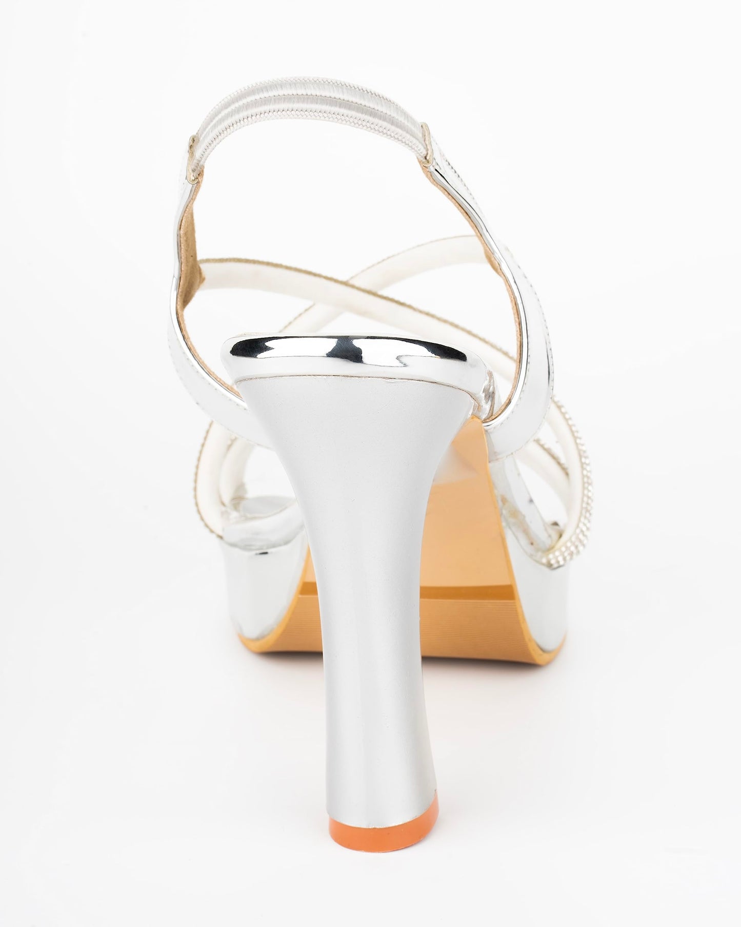 OZURI Silver Fashionable Strappy Sandals for Women | High Heel Footwear for Women (Size-8)