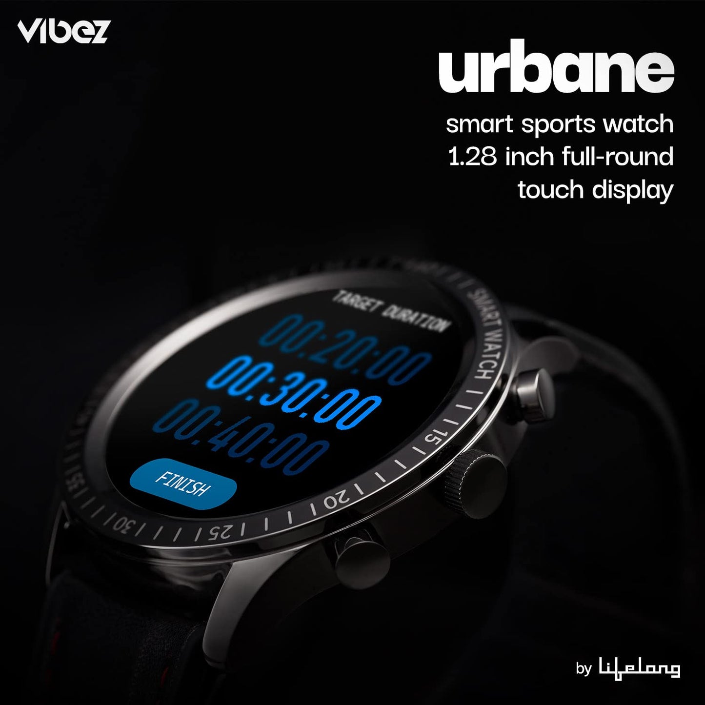 Vibez by Lifelong Urbane Smartwatch with 3D UI 1.32"HD Display|24x7 Heart Rate & Blood Oxygen Tracking|8 Sports Mode|Sleep Monitor|IP67 Waterproof|7 days Battery Backup(1 Year Manufacturer Warranty, VBSWM360, Black)