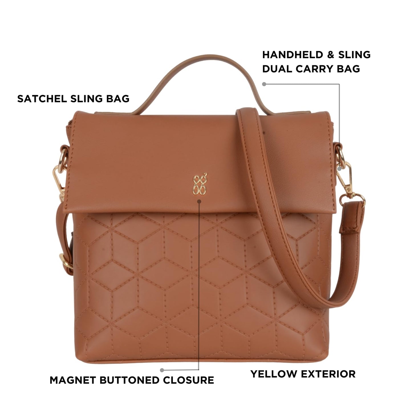 Baggit Women's Tappy Tan Small Sling Bag | Ladies Stylish Casual Cross Body Purse Handbag | | Faux Leather | 6-Month Warranty | Cruelty-Free Material | Made in India