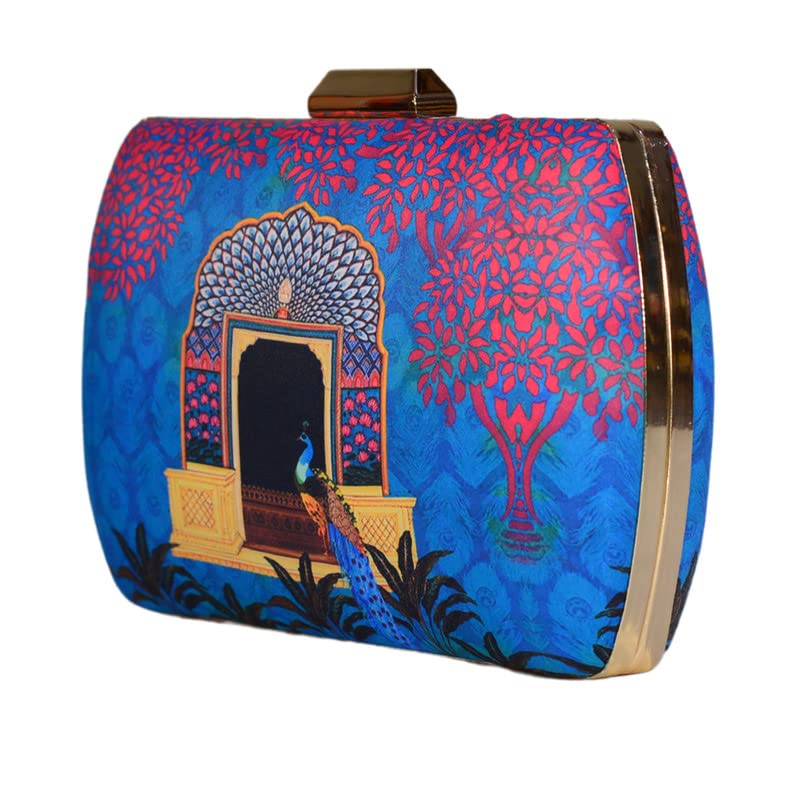 Artklim Printed Mughal Peacock Clutch