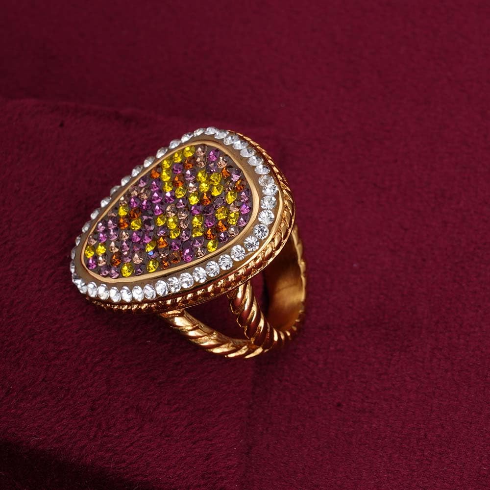 PALMONAS Sparkling Stardust Gold Ring for Womens - Waterproof & Anti-Tarnish (Size-8)