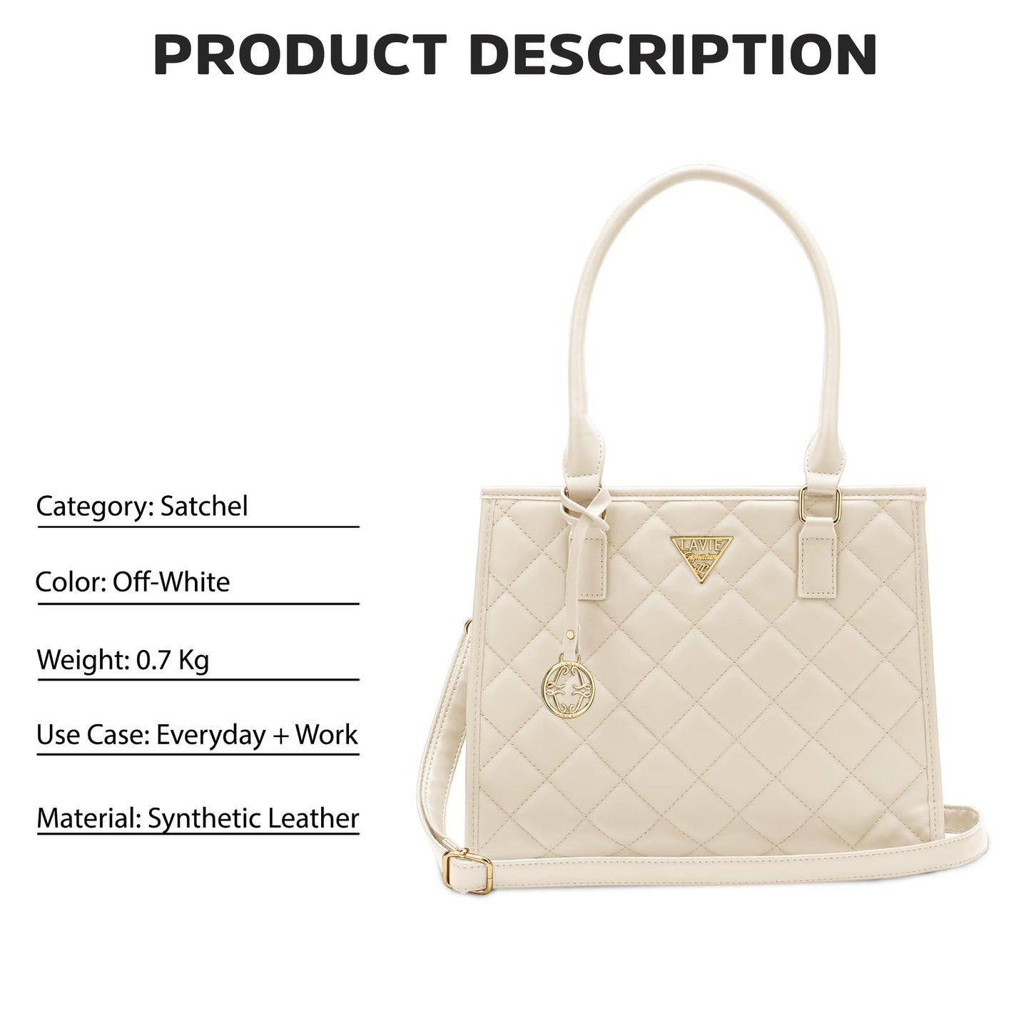 Lavie Signature Women's California Satchel Handbag for Women | Satchel Bag for Work | Ladies purse | Stylish Shoulder Bag | Gift For Women