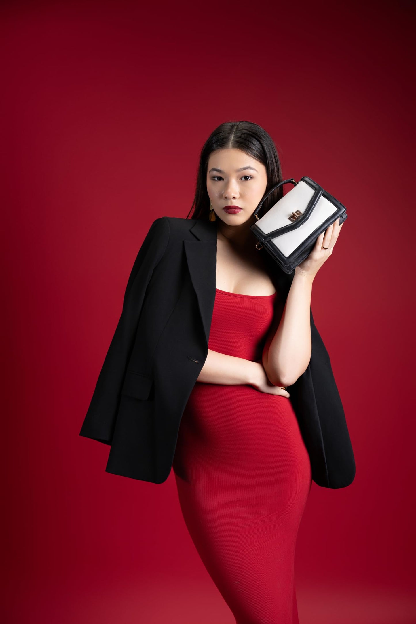 eske Aria Leather Handbag For Women (Black Vanilla)