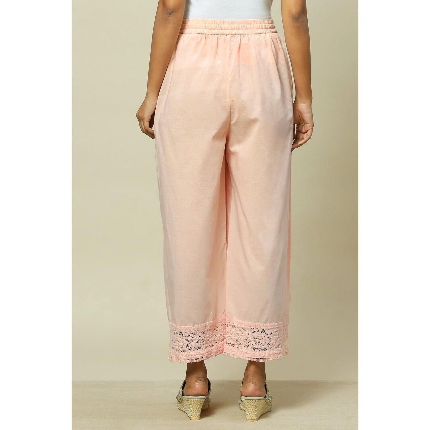 Rangriti Women Cotton Solid Palazzo (RMMLOVELAC18034_Pink_M)