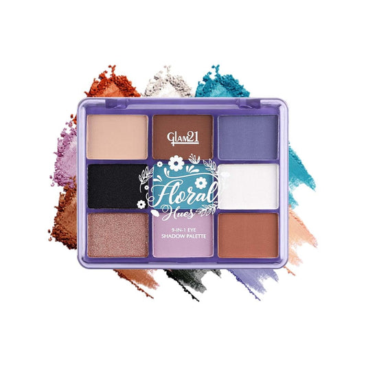 Glam21 Floral Hues 9 In 1 Eyeshadow Palette | Highly Pigmented | Easy To Carry | Super-Blendable | Mix of Matte and Shimmers Smudge-Proof (7.2 gm) | 01- Orchid