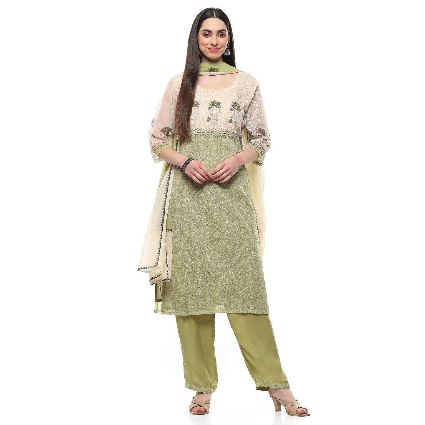 BIBA Women FABRIC(RTSAM9465_OLIVE_FREE)