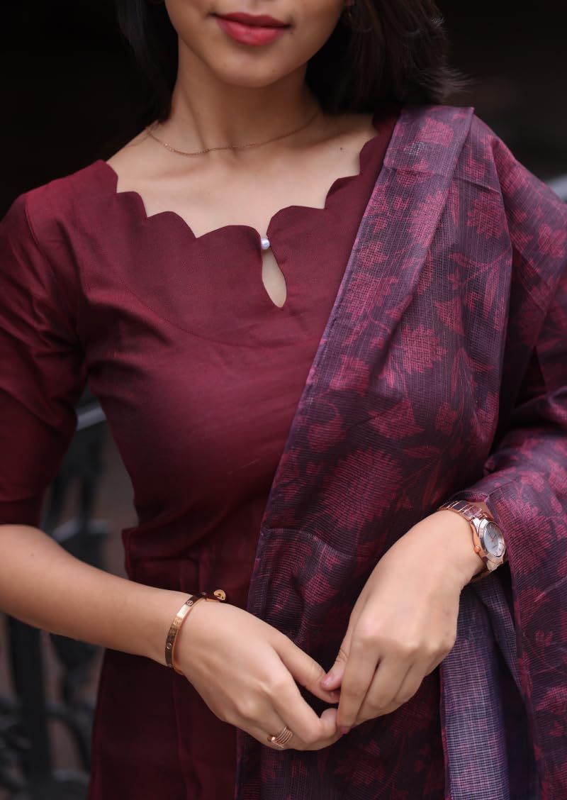 24 Carat Suit Women's Roman Silk Stitched Plain Salwar Suit Chudidar Dress Material (2CKPD53_Maroon_M)