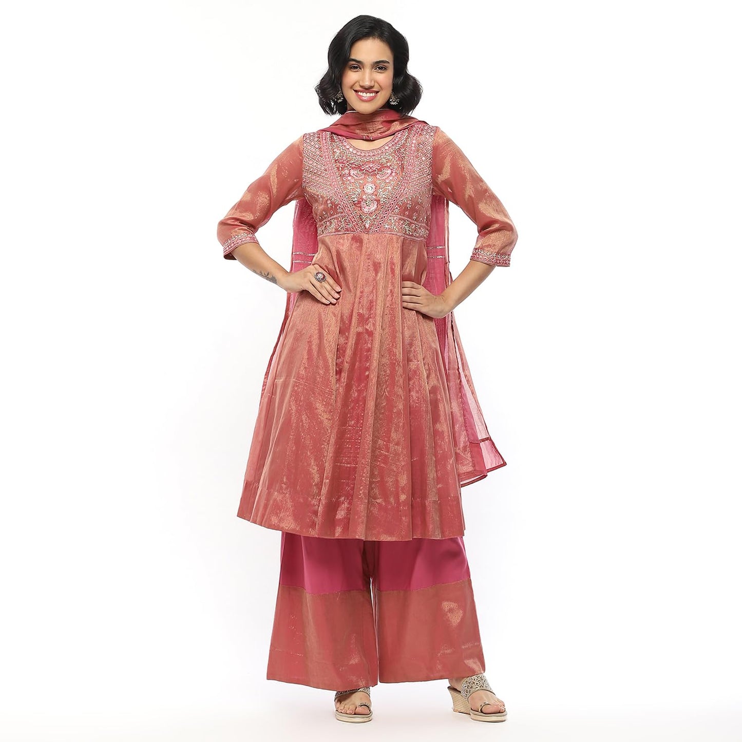 BIBA Women's Cotton Kurta Set (SKDRJPT10122AW24OLDROS_Old Rose