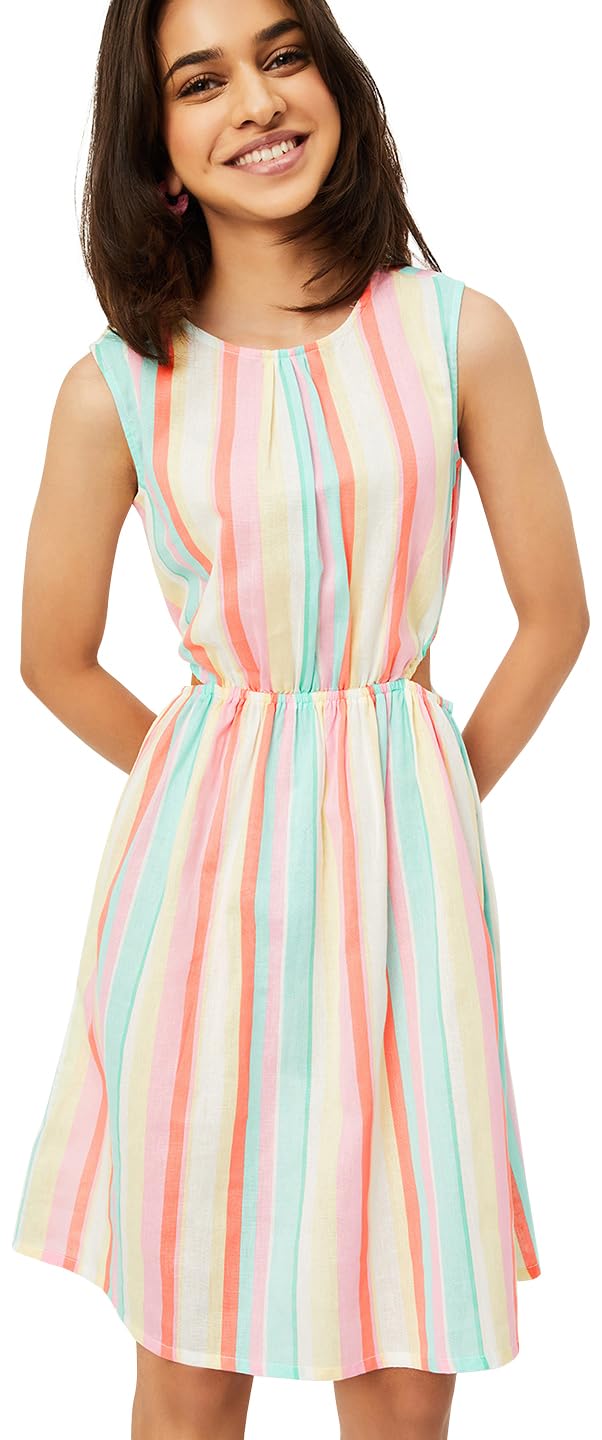 Max Girl's Cotton Classic Midi Dress (M24EDR08_Multi_11-12Y Multicolour