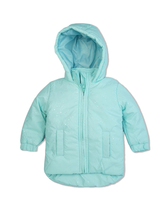 BODYCARE Girls Polyester Standard Length Quilted Winter Jacket| Full Sleeves| Hooded | Light Green (6-12M)