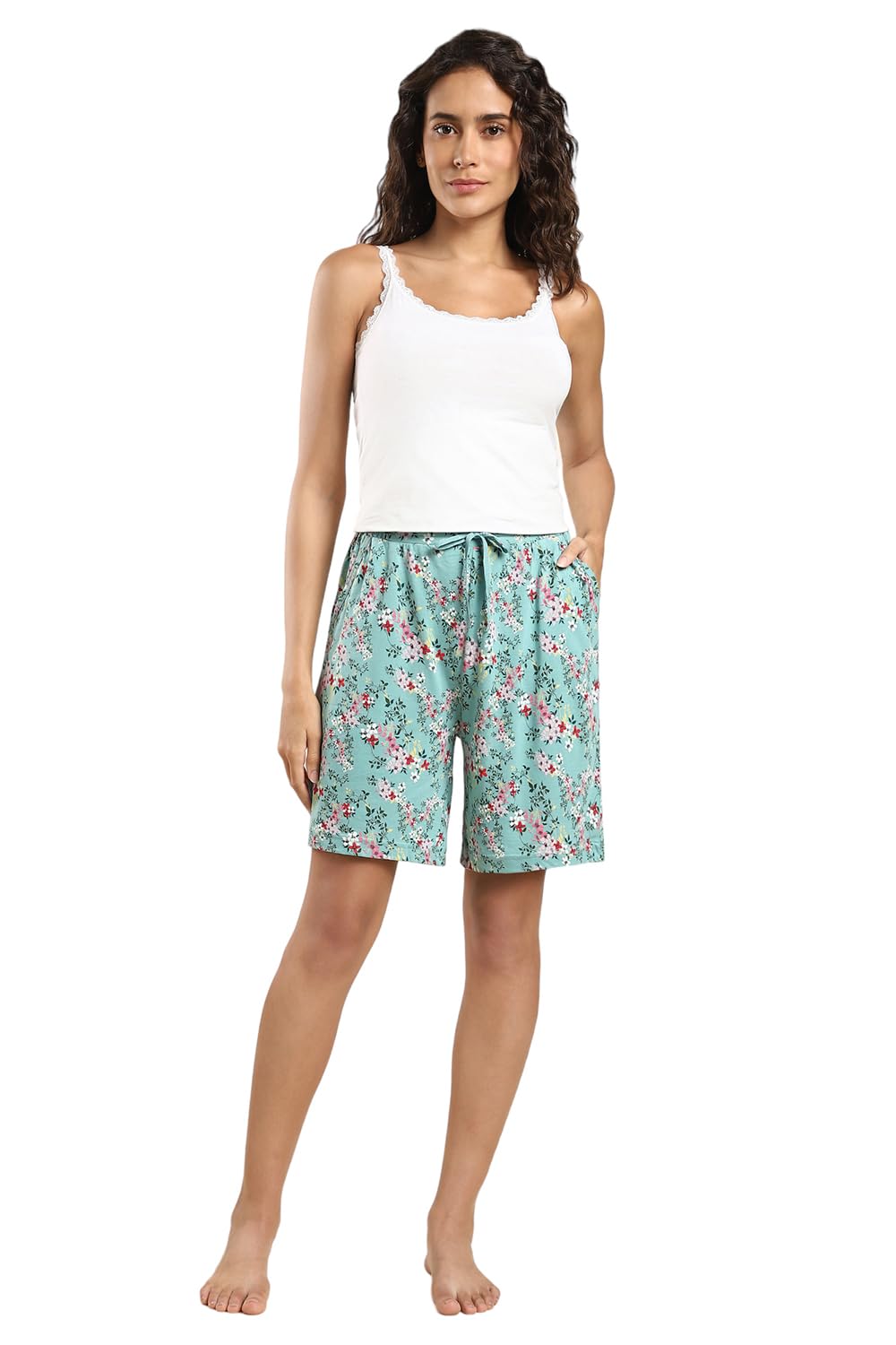 Van Heusen Women Allover Print Lounge Shorts - Modal Cotton - Functional Pocket, Superior Drape