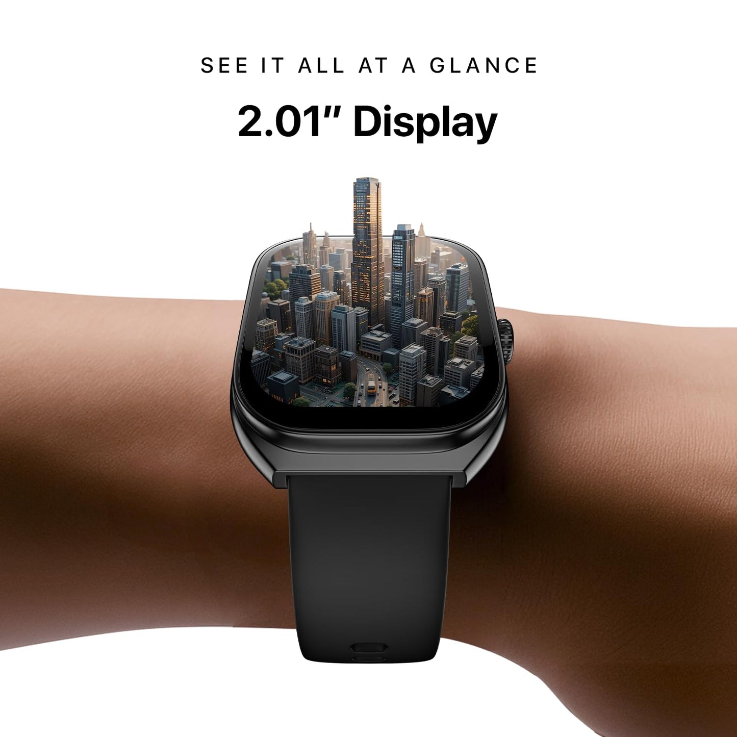 Noise Icon Arc 2.01" Immersive Curved Display Smartwatch, 10-Day Battery, 1ATM Water Resistant, Functional Crown, 100+ Sports Modes, Health Suite™, Voice Assistant, Built-in Games (Jet Black)