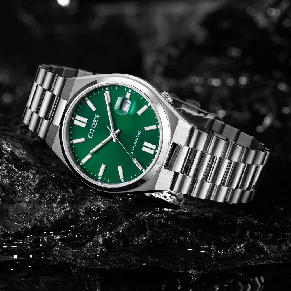 Citizen Stainless Steel Analog Green Dial Men Watch-Nj0150-81X, Silver Band