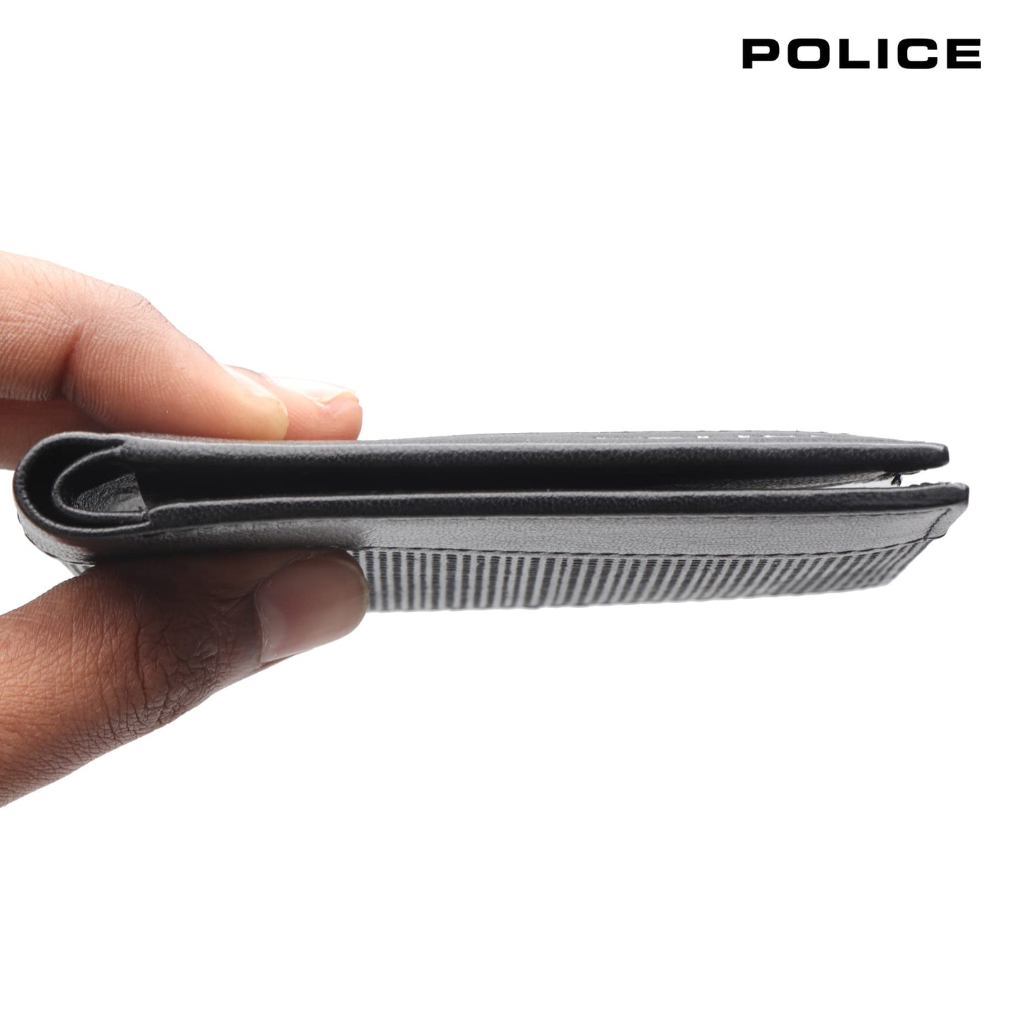 Police Branded Wallet for Men Leather Original | Premium Slim Wallet for Men Stylish Money Bifold Genuine Leather Gents Purse with 10 Card Holder Slots - Black