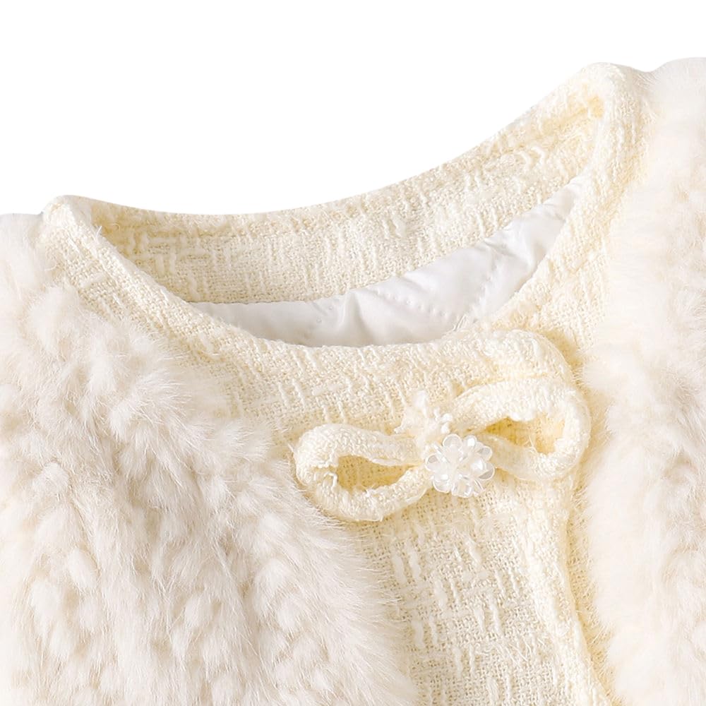 Hopscotch Girls Polyester Waist Length Jackets in Off-White Color For Ages 4-5 Years