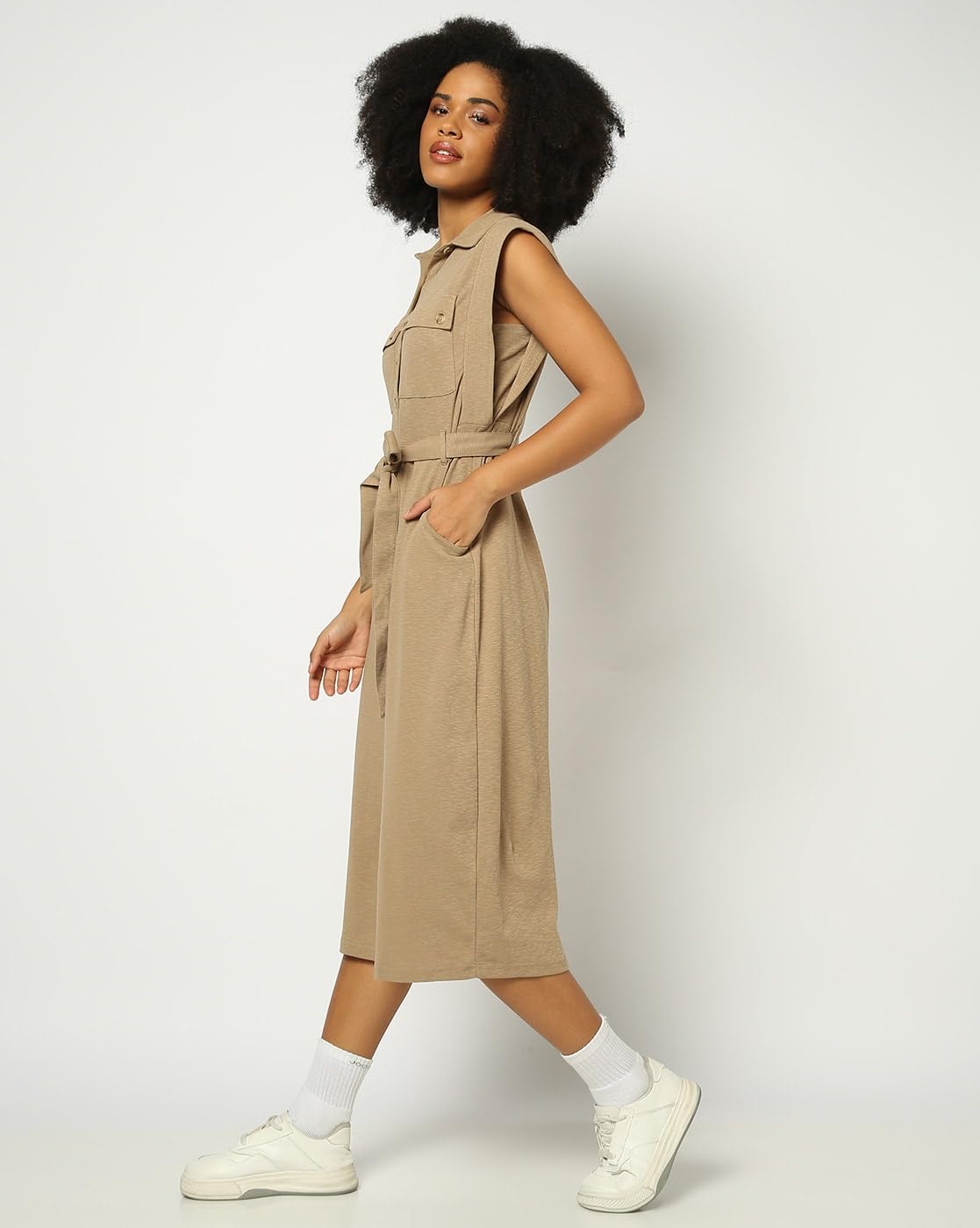 GAP Women's Cotton A-Line Below The Knee Casual Dress (442601806_Khaki GAP Women's Cotton A-Line Below The Knee Casual Dress (442601806_Khaki