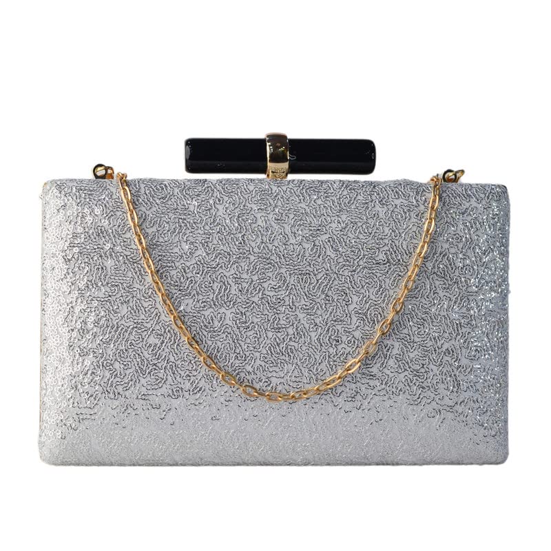 Artklim Shiny Silver Rectangular Clutch