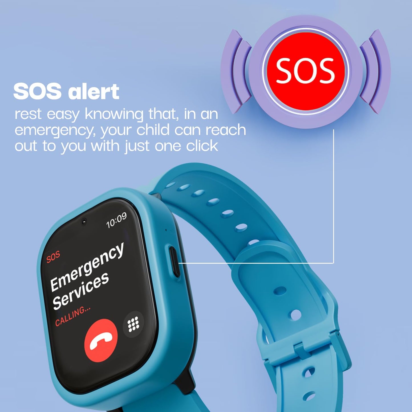 Vibez Smart Watch for Kids – SIM Card, 4G Voice Calling, GPS Location Tracker, Voice Chat, Video Call, Geo-Fencing, SOS Emergency, Health Monitoring Baby Smartwatch & Parental Control (Miracle, Blue)