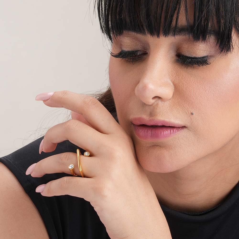 PALMONAS Stone Helen Gold Ring for Womens - Waterproof & Anti-Tarnish