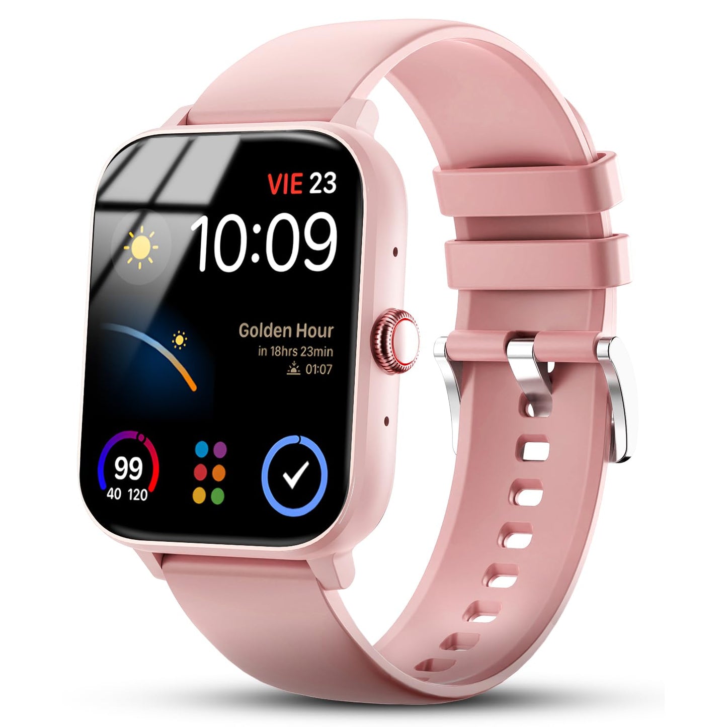 Nervfit Vibe Smartwatch with 1.85" LED Display | Bluetooth Calling | Waterproof | Heart Rate & SpO2 Tracking | Sleep & Stress Monitor | 5-Day Battery | Sports Modes (Orchid Pink)