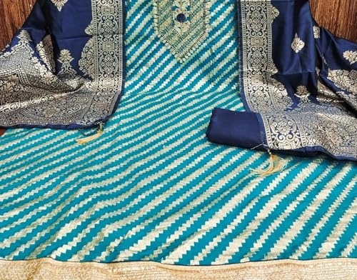 Leeli Peeri Designer Women's Banarasi Jacquard Gota Patti Work Unstitched Salwar Suit Dress Material