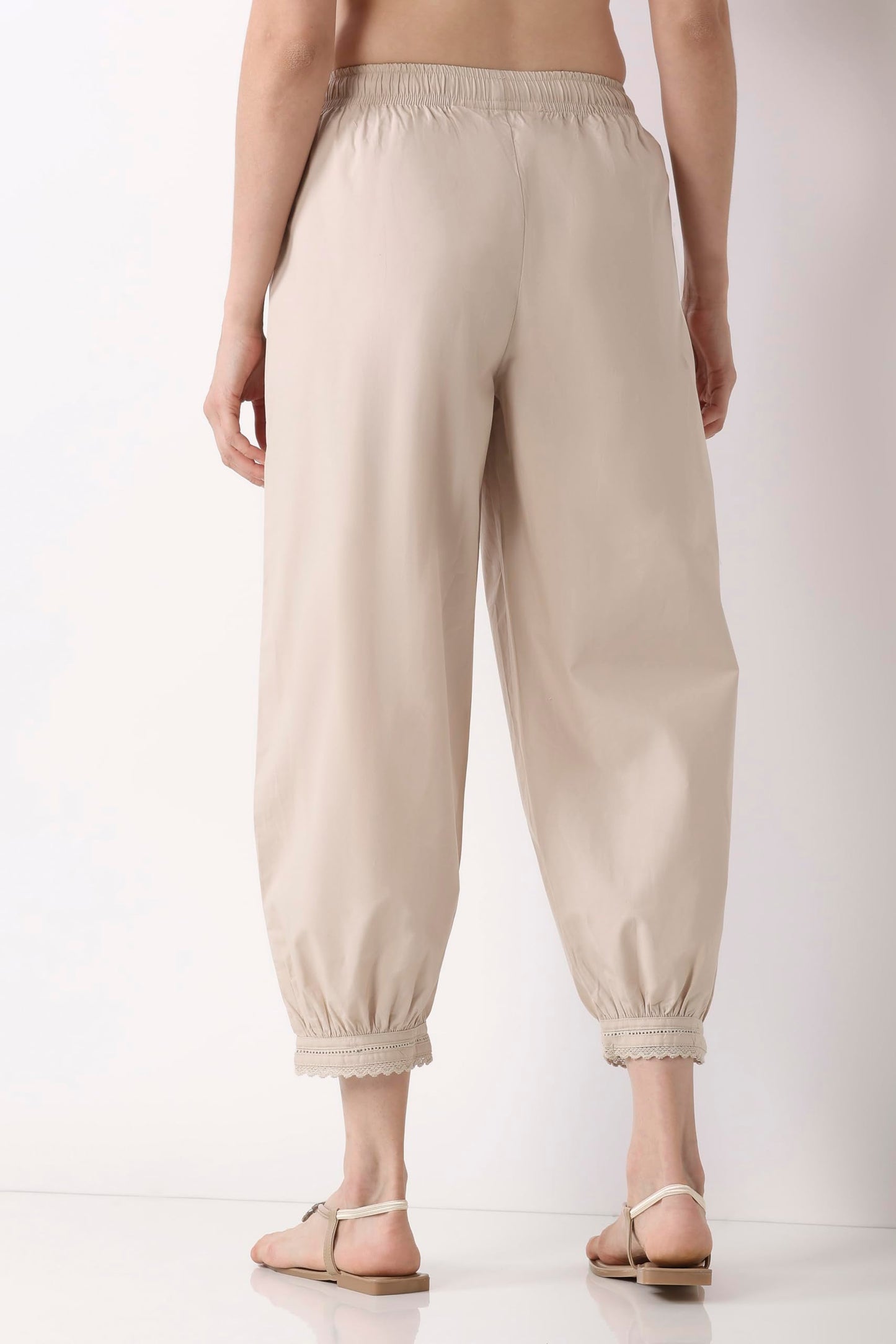 Biba Women Light Beige Cotton Salwar Pants_XL