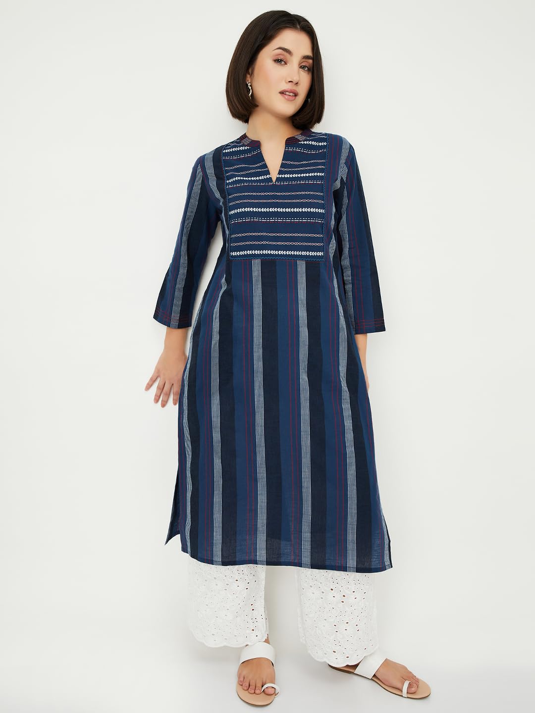 Max Women's Cotton Regular Kurta (PEWWSU25EI_Navy
