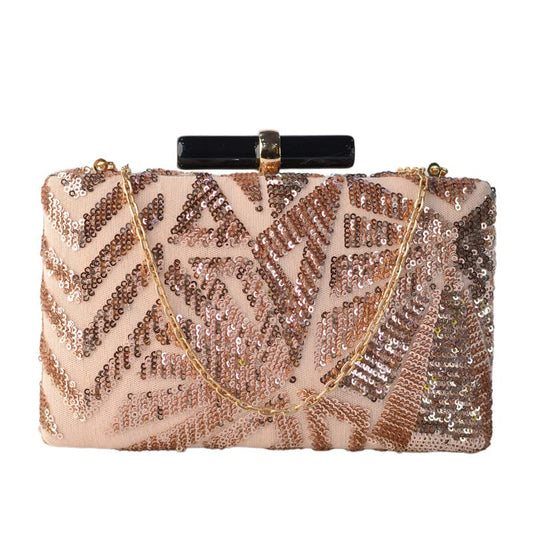 Artklim Sequins Design Peach Clutch