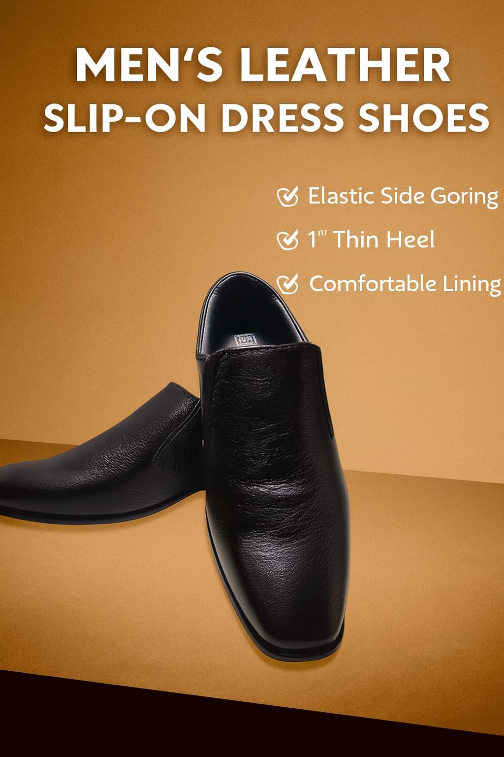 Red Chief Men's Classic Slip-on Leather Dress Shoes, Black, Formal Business Loafers with Textured Surface (UK Footwear Size System, Adult, Men, Numeric, Medium, 8)