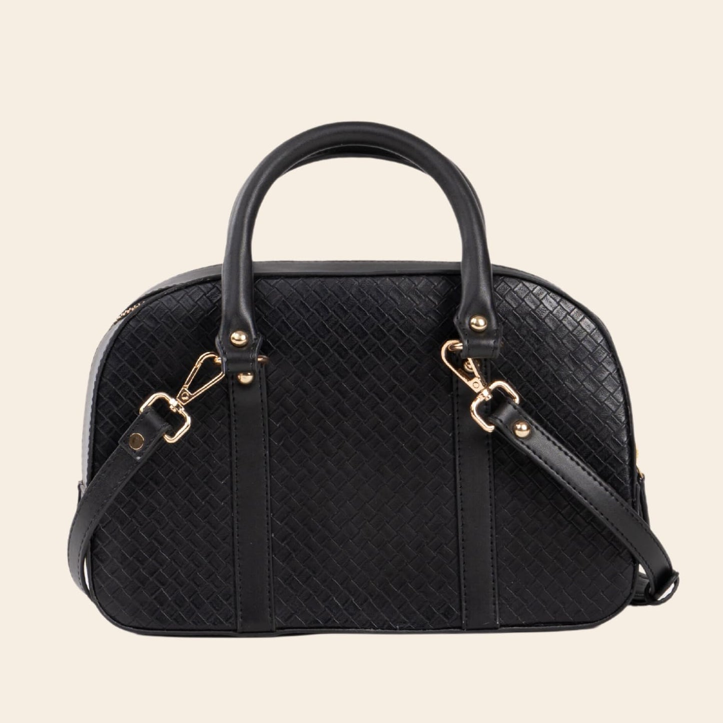 The Gusto Womens Vegan Leather Bowler Sling Bag|Ladies Stylish Cross Body Sling Bag- Black