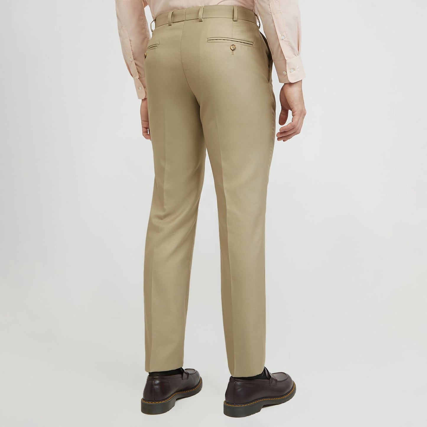Park Avenue Men's Smart Fit Casual Trousers, Poly-Viscose Blend Structure Pattern, Flat Front, Modern City Casuals | Medium Fawn