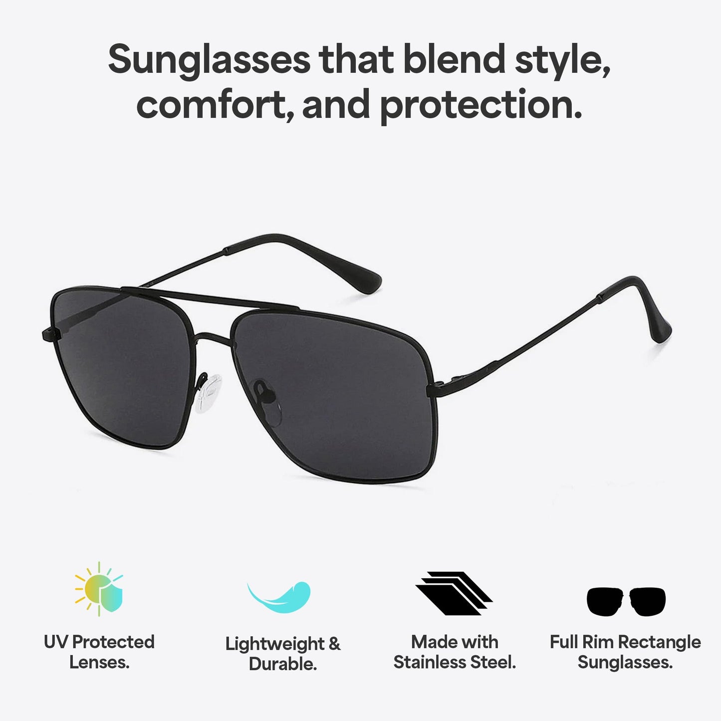 VINCENT CHASE EYEWEAR By Lenskart | Full Rim Square | Polarized and 100% UV Protected Sunglasses | Men & Women | Large | VC S13716 (Color:-Black/Lens Brown)-Pack of 1