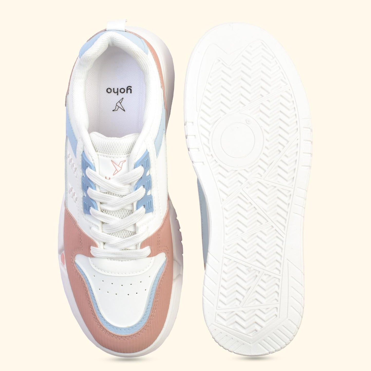 YOHO Lane Women’s Elegant Dual-Tone Premium Casual Sneakers | Pink - UK 8