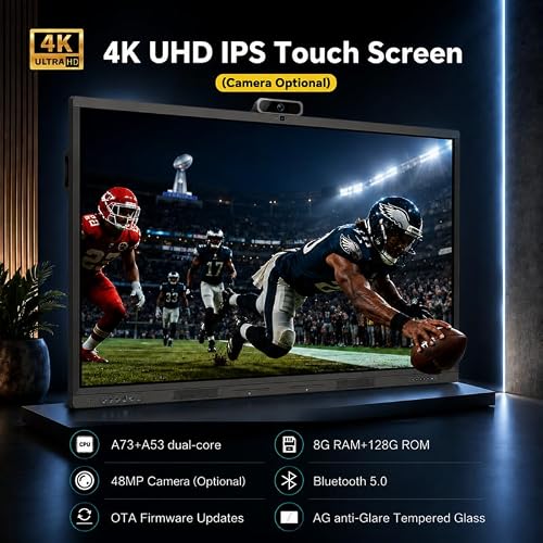 BIG VUE Pro 65 inch Android 16 Interactive Television + Stand | 4K UHD AI Enabled EDLA Flat Panel Digital Board | Ultra Octa-Core Processor | 8GB RAM + 128GB ROM | Zero Bonding for Teaching & Business