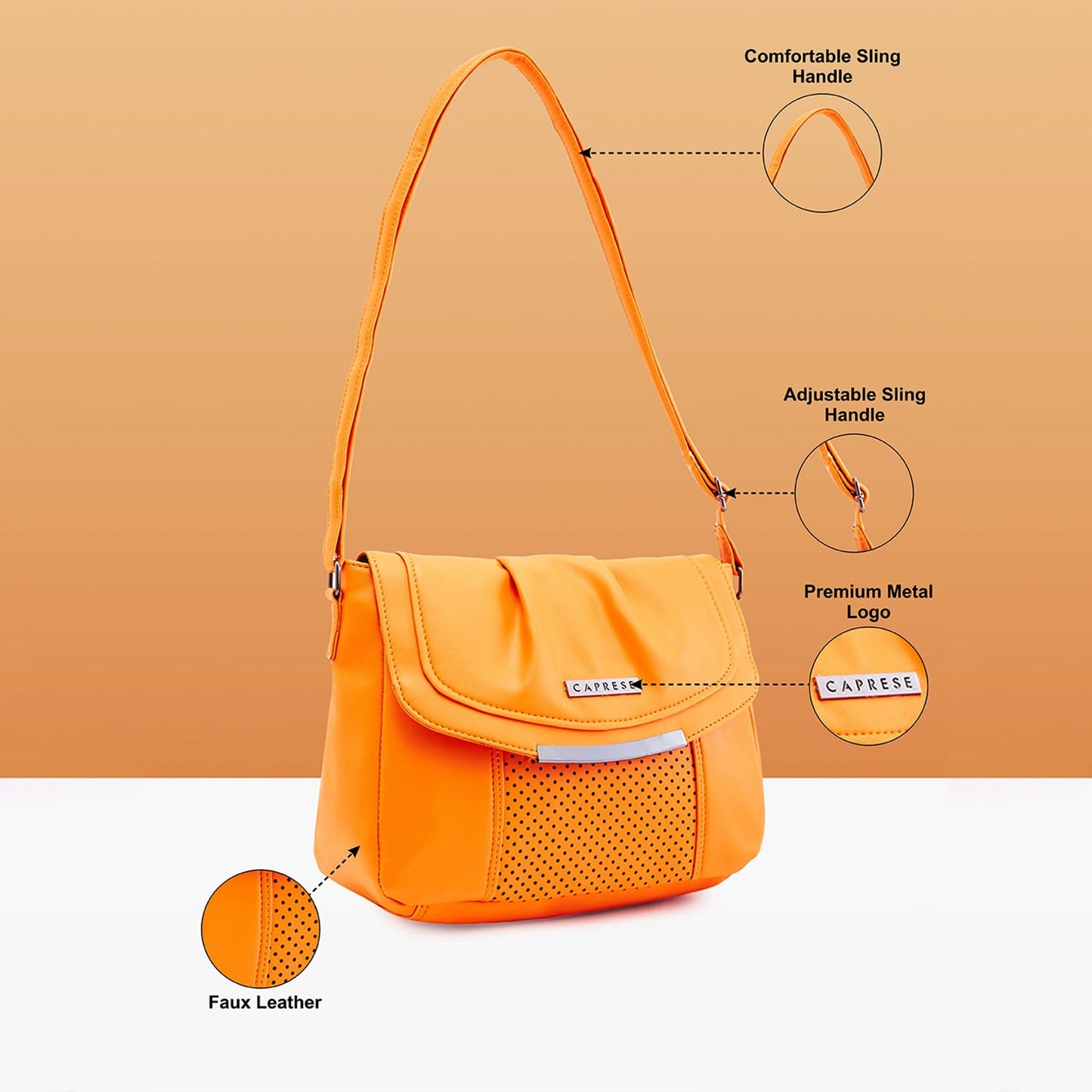 Caprese womens DIA SB Medium ORANGE Sling Bag