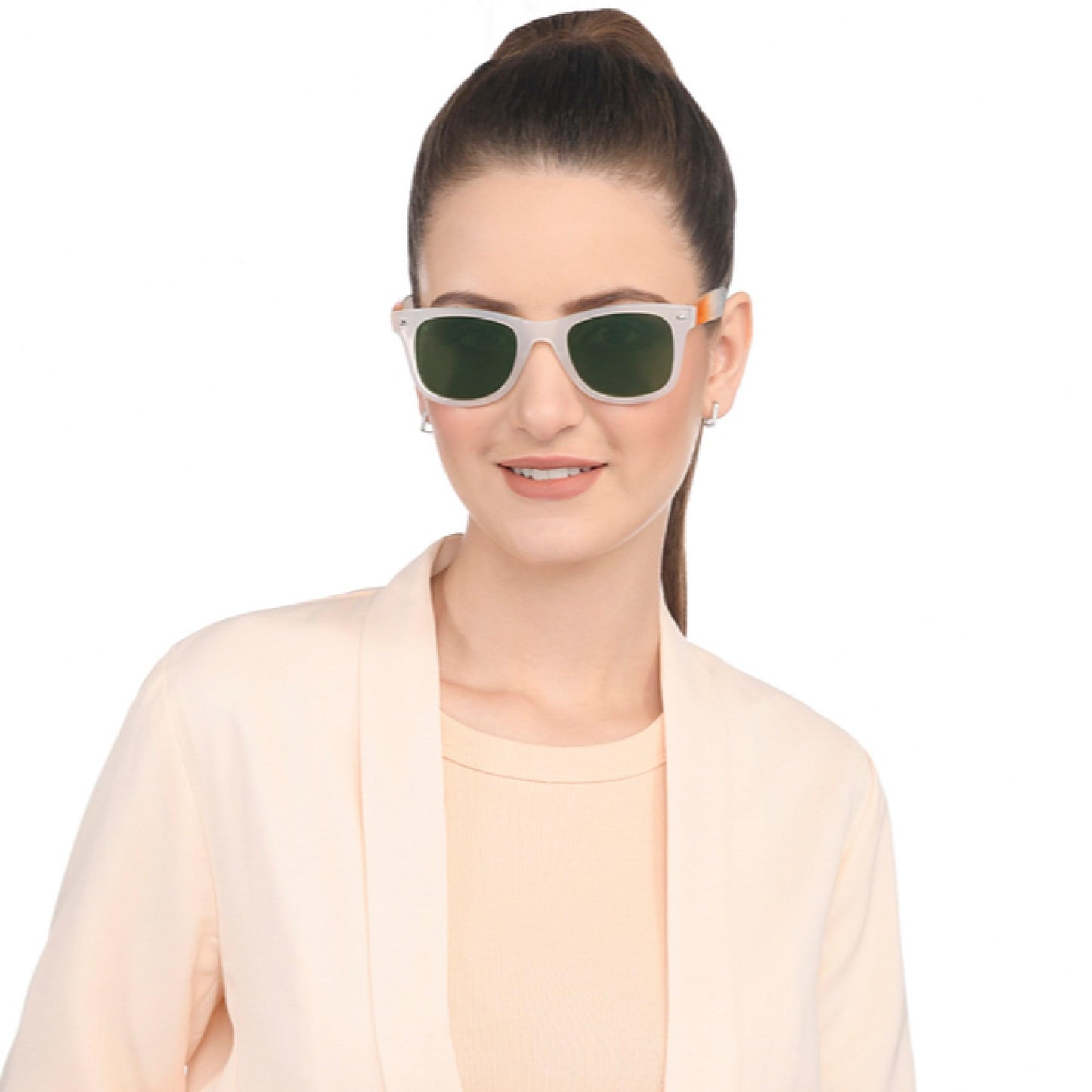 Vincent Chase By Lenskart | Patriot Collection | White Orange Green Full Rim Square | Branded Latest and Stylish Sunglasses | Polarized and 100% UV Protected | Men & Women | Large | VC S5147/P